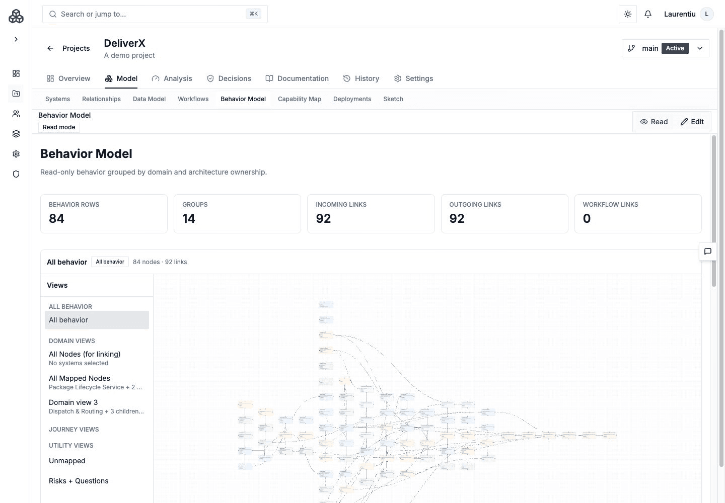 Behavior Model workspace