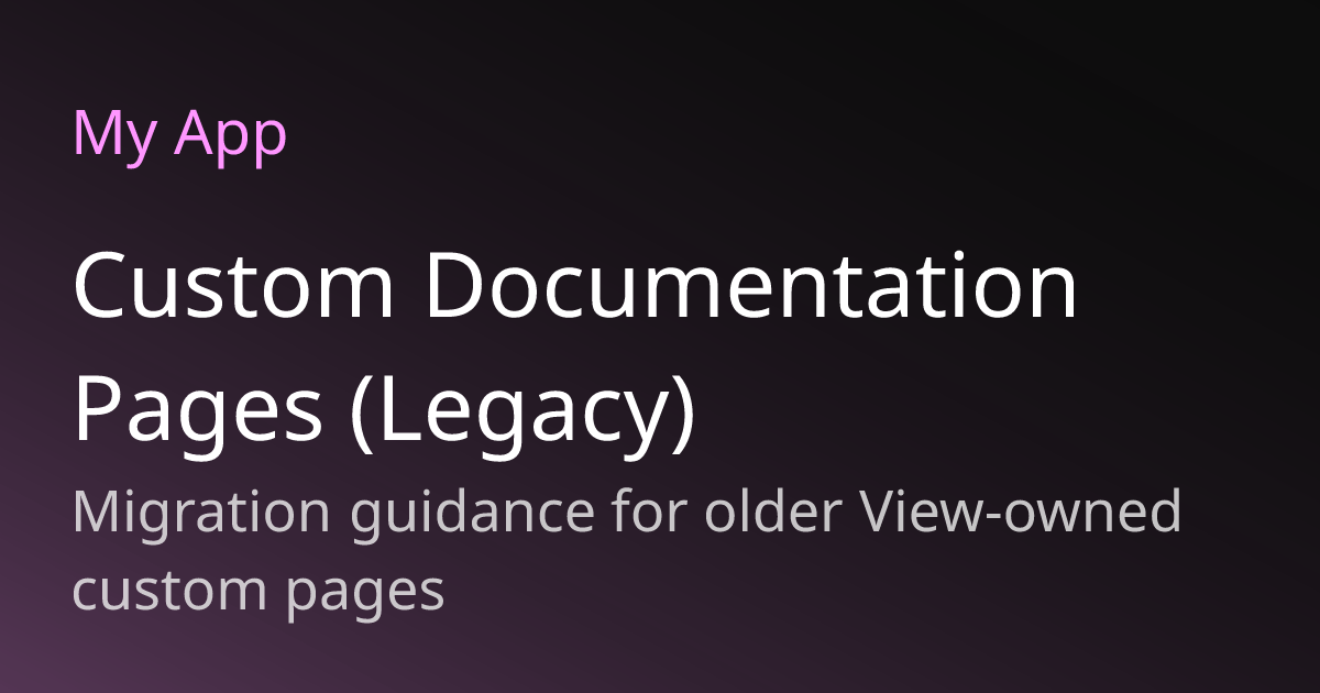 Custom Documentation Pages